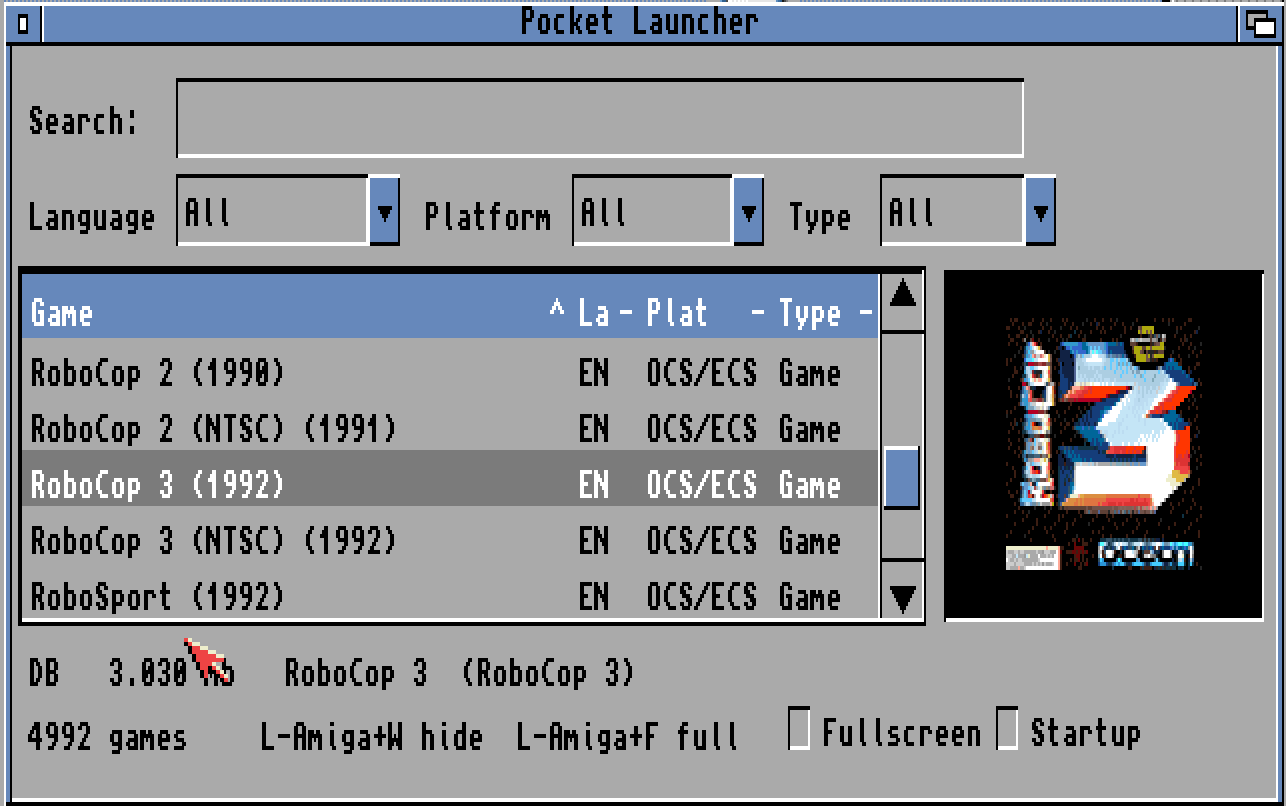Game list, windowed, with cover image