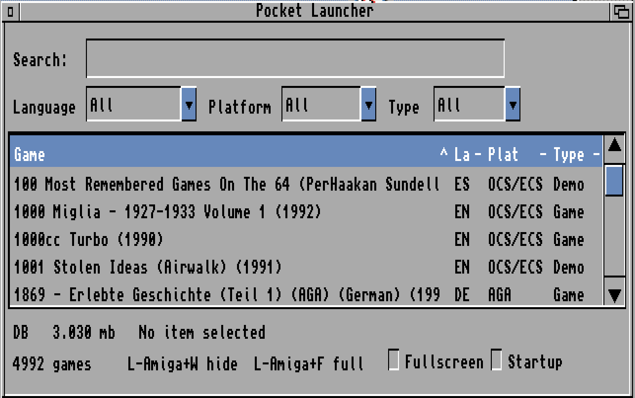 Game list, windowed, no images