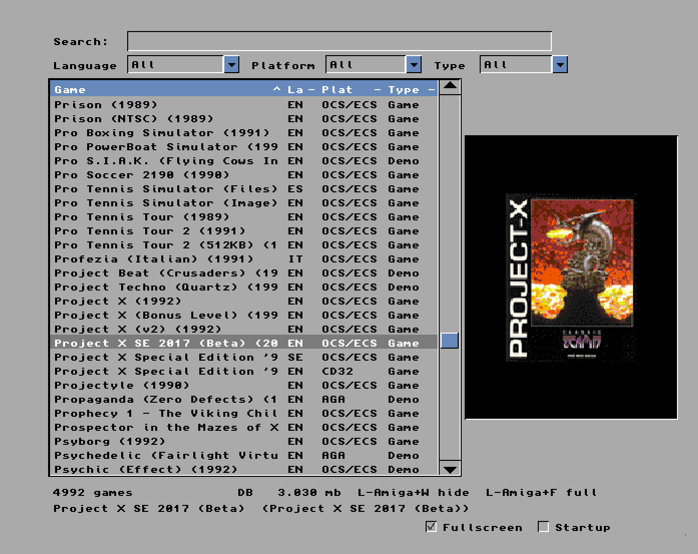 Pocket Launcher running on Amiga Workbench